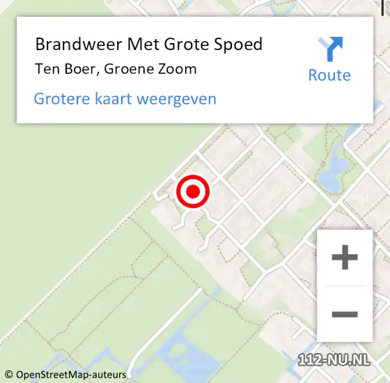 Locatie op kaart van de 112 melding: Brandweer Met Grote Spoed Naar Ten Boer, Groene Zoom op 31 december 2023 14:25