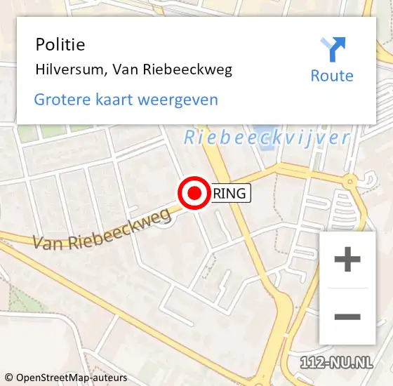 Locatie op kaart van de 112 melding: Politie Hilversum, Van Riebeeckweg op 31 december 2023 14:38
