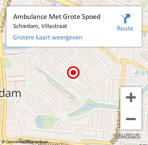 Locatie op kaart van de 112 melding: Ambulance Met Grote Spoed Naar Schiedam, Villastraat op 31 december 2023 15:11