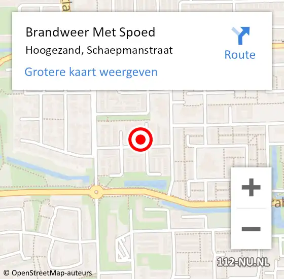 Locatie op kaart van de 112 melding: Brandweer Met Spoed Naar Hoogezand, Schaepmanstraat op 31 december 2023 15:17