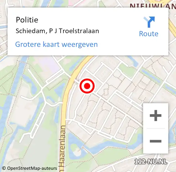 Locatie op kaart van de 112 melding: Politie Schiedam, P J Troelstralaan op 31 december 2023 15:27