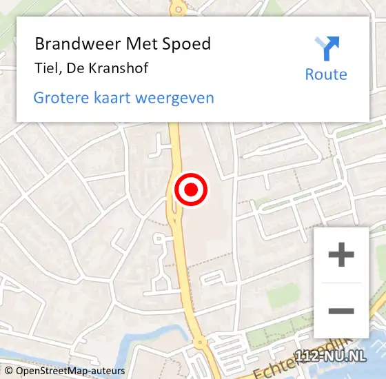 Locatie op kaart van de 112 melding: Brandweer Met Spoed Naar Tiel, De Kranshof op 31 december 2023 16:42