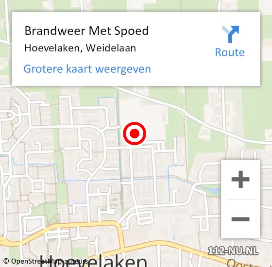 Locatie op kaart van de 112 melding: Brandweer Met Spoed Naar Hoevelaken, Weidelaan op 31 december 2023 16:44