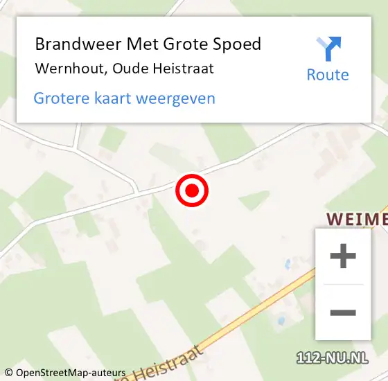 Locatie op kaart van de 112 melding: Brandweer Met Grote Spoed Naar Wernhout, Oude Heistraat op 31 december 2023 16:50