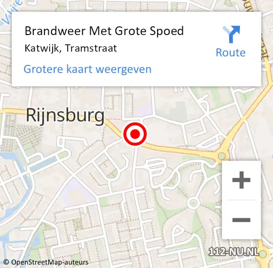 Locatie op kaart van de 112 melding: Brandweer Met Grote Spoed Naar Katwijk, Tramstraat op 31 december 2023 18:05