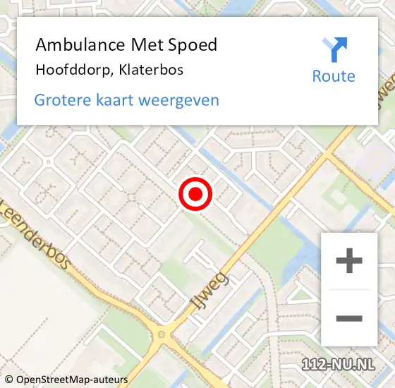 Locatie op kaart van de 112 melding: Ambulance Met Spoed Naar Hoofddorp, Klaterbos op 31 december 2023 18:05
