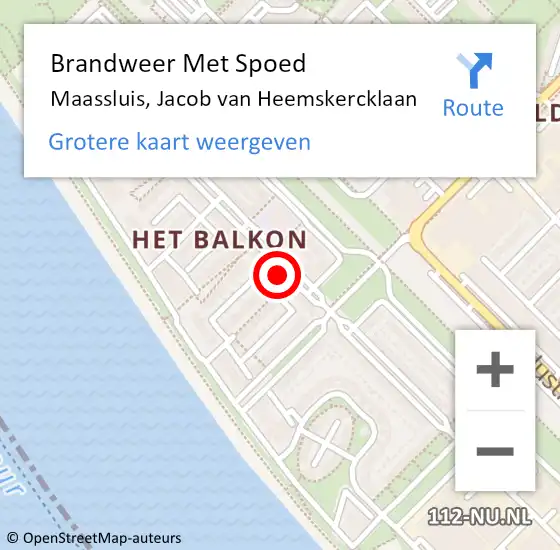 Locatie op kaart van de 112 melding: Brandweer Met Spoed Naar Maassluis, Jacob van Heemskercklaan op 31 december 2023 18:33