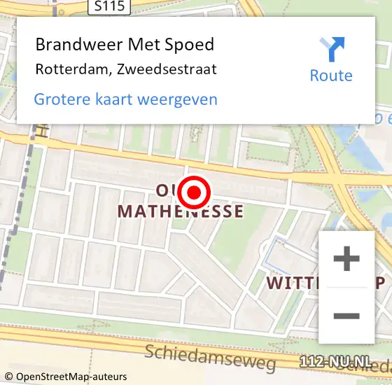 Locatie op kaart van de 112 melding: Brandweer Met Spoed Naar Rotterdam, Zweedsestraat op 31 december 2023 18:59