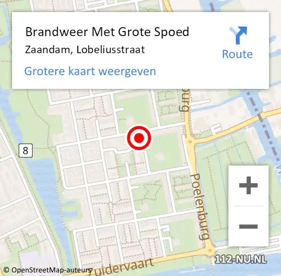 Locatie op kaart van de 112 melding: Brandweer Met Grote Spoed Naar Zaandam, Lobeliusstraat op 31 december 2023 19:00