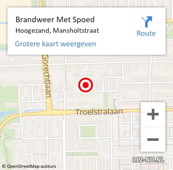 Locatie op kaart van de 112 melding: Brandweer Met Spoed Naar Hoogezand, Mansholtstraat op 31 december 2023 19:01