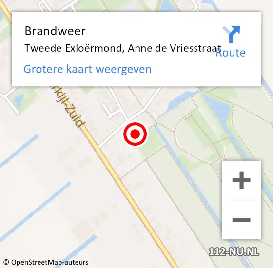 Locatie op kaart van de 112 melding: Brandweer Tweede Exloërmond, Anne de Vriesstraat op 31 december 2023 19:05