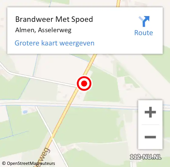 Locatie op kaart van de 112 melding: Brandweer Met Spoed Naar Almen, Asselerweg op 31 december 2023 19:07