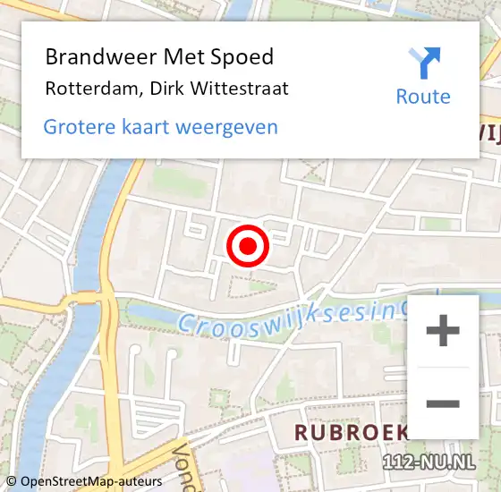 Locatie op kaart van de 112 melding: Brandweer Met Spoed Naar Rotterdam, Dirk Wittestraat op 31 december 2023 19:16