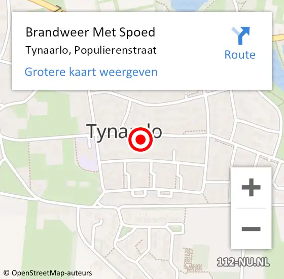 Locatie op kaart van de 112 melding: Brandweer Met Spoed Naar Tynaarlo, Populierenstraat op 31 december 2023 19:19