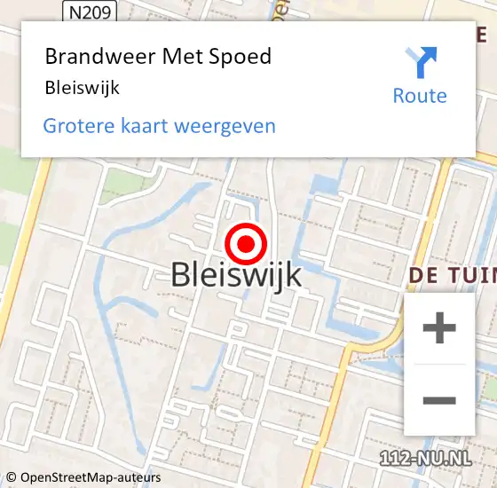 Locatie op kaart van de 112 melding: Brandweer Met Spoed Naar Bleiswijk op 31 december 2023 19:33