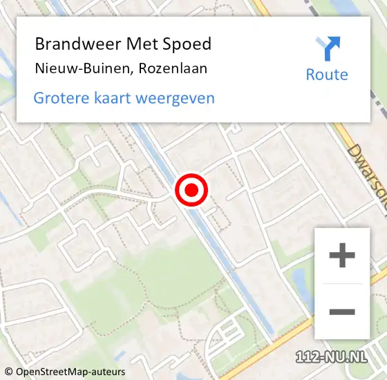 Locatie op kaart van de 112 melding: Brandweer Met Spoed Naar Nieuw-Buinen, Rozenlaan op 31 december 2023 19:47