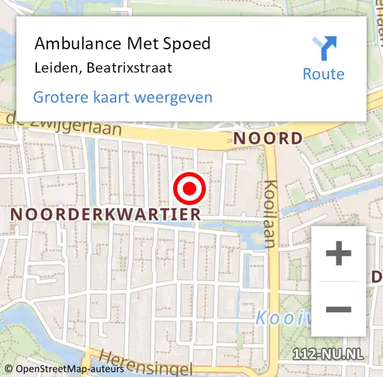 Locatie op kaart van de 112 melding: Ambulance Met Spoed Naar Leiden, Beatrixstraat op 31 december 2023 20:02