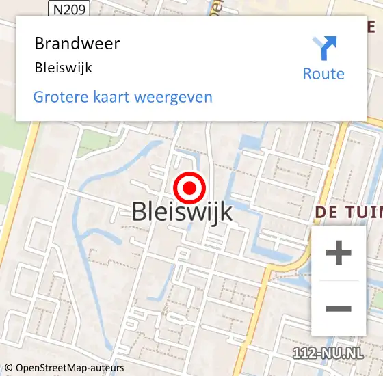 Locatie op kaart van de 112 melding: Brandweer Bleiswijk op 31 december 2023 20:07