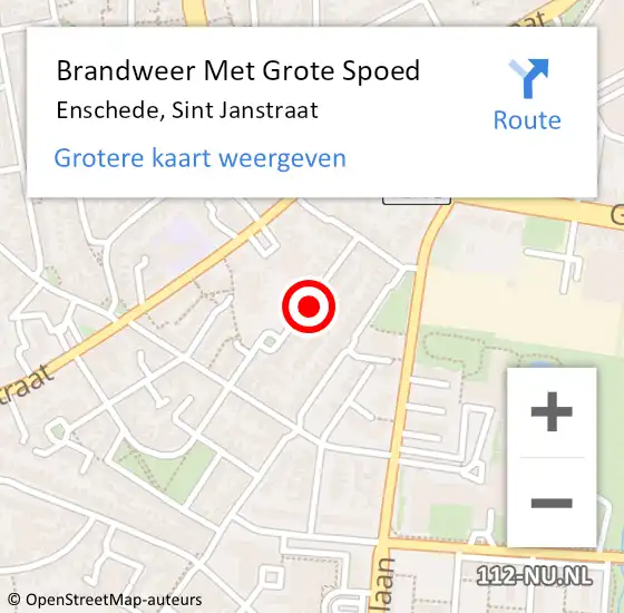Locatie op kaart van de 112 melding: Brandweer Met Grote Spoed Naar Enschede, Sint Janstraat op 31 december 2023 20:08