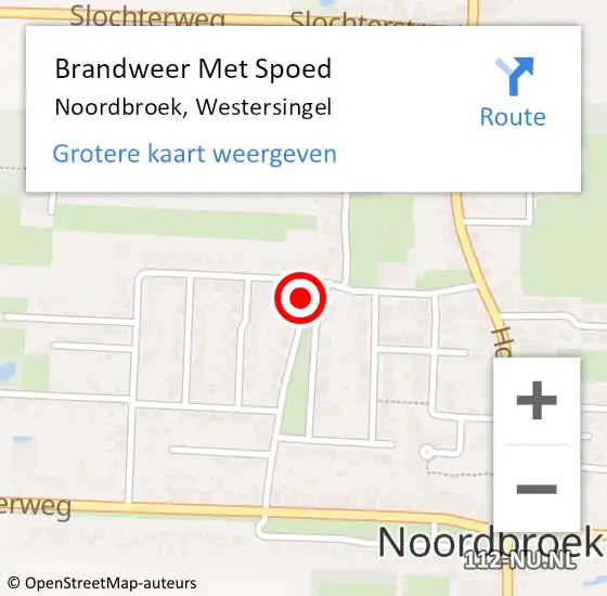 Locatie op kaart van de 112 melding: Brandweer Met Spoed Naar Noordbroek, Westersingel op 31 december 2023 20:08