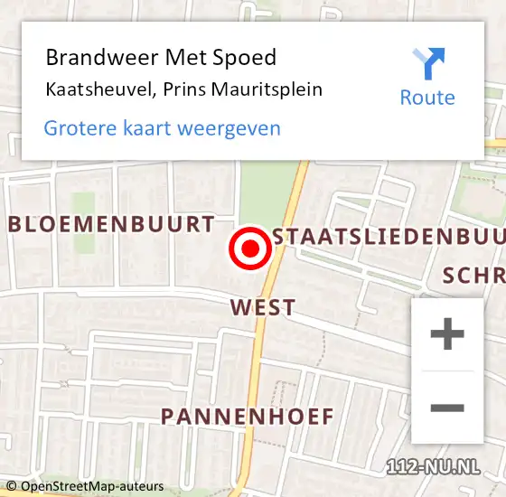 Locatie op kaart van de 112 melding: Brandweer Met Spoed Naar Kaatsheuvel, Prins Mauritsplein op 31 december 2023 20:08