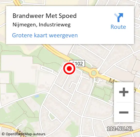 Locatie op kaart van de 112 melding: Brandweer Met Spoed Naar Nijmegen, Industrieweg op 31 december 2023 20:51