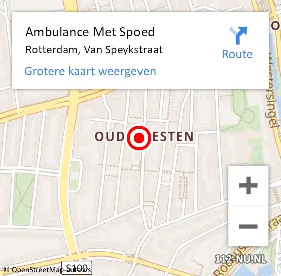 Locatie op kaart van de 112 melding: Ambulance Met Spoed Naar Rotterdam, Van Speykstraat op 31 december 2023 21:02