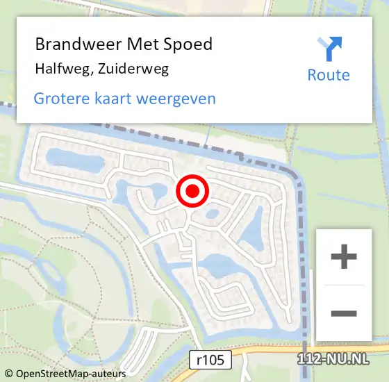Locatie op kaart van de 112 melding: Brandweer Met Spoed Naar Halfweg, Zuiderweg op 31 december 2023 21:39