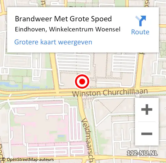 Locatie op kaart van de 112 melding: Brandweer Met Grote Spoed Naar Eindhoven, Winkelcentrum Woensel op 31 december 2023 21:54