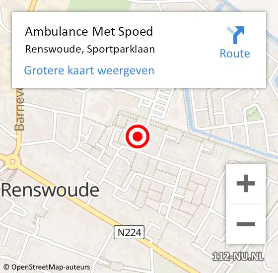 Locatie op kaart van de 112 melding: Ambulance Met Spoed Naar Renswoude, Sportparklaan op 20 september 2014 13:10