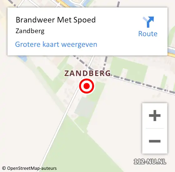 Locatie op kaart van de 112 melding: Brandweer Met Spoed Naar Zandberg op 31 december 2023 22:11