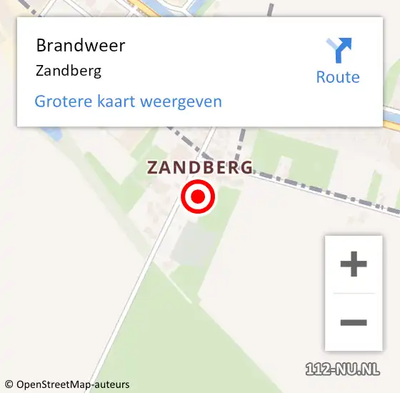 Locatie op kaart van de 112 melding: Brandweer Zandberg op 31 december 2023 22:15