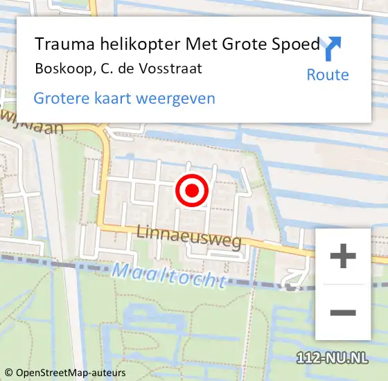 Locatie op kaart van de 112 melding: Trauma helikopter Met Grote Spoed Naar Boskoop, C. de Vosstraat op 31 december 2023 22:43