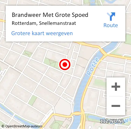 Locatie op kaart van de 112 melding: Brandweer Met Grote Spoed Naar Rotterdam, Snellemanstraat op 31 december 2023 22:59
