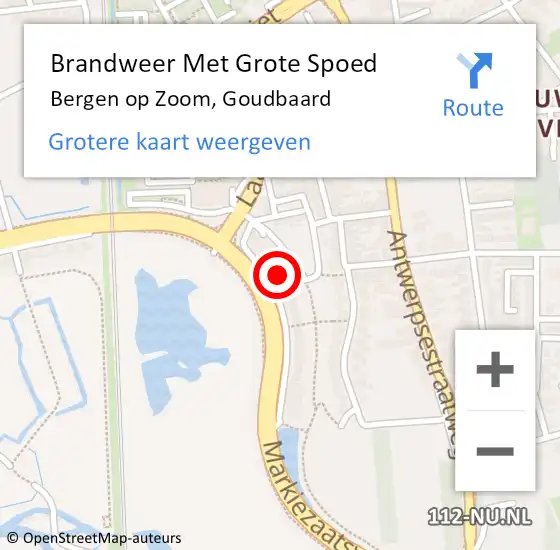 Locatie op kaart van de 112 melding: Brandweer Met Grote Spoed Naar Bergen op Zoom, Goudbaard op 31 december 2023 23:16