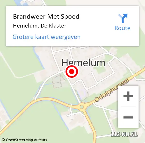 Locatie op kaart van de 112 melding: Brandweer Met Spoed Naar Hemelum, De Klaster op 31 december 2023 23:19