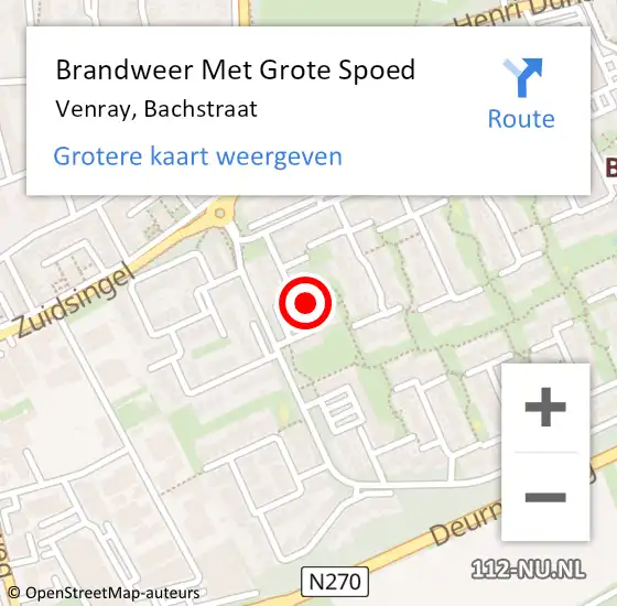 Locatie op kaart van de 112 melding: Brandweer Met Grote Spoed Naar Venray, Bachstraat op 31 december 2023 23:27