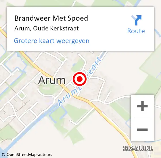 Locatie op kaart van de 112 melding: Brandweer Met Spoed Naar Arum, Oude Kerkstraat op 31 december 2023 23:43