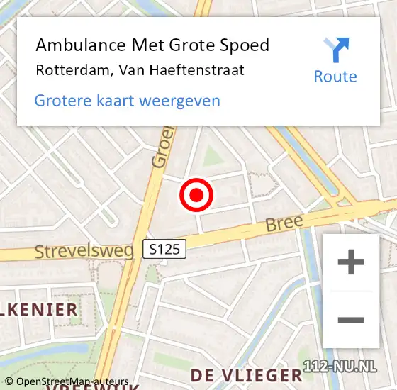 Locatie op kaart van de 112 melding: Ambulance Met Grote Spoed Naar Rotterdam, Van Haeftenstraat op 31 december 2023 23:55