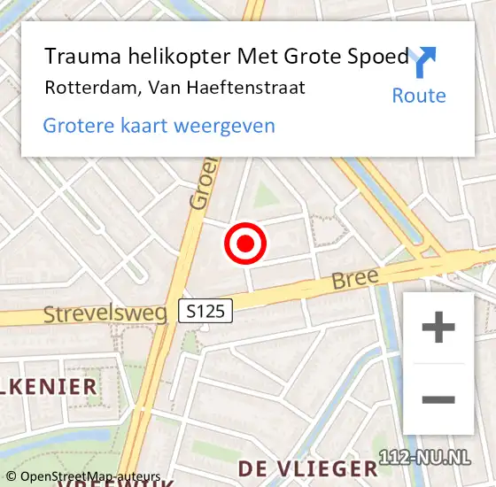 Locatie op kaart van de 112 melding: Trauma helikopter Met Grote Spoed Naar Rotterdam, Van Haeftenstraat op 31 december 2023 23:55