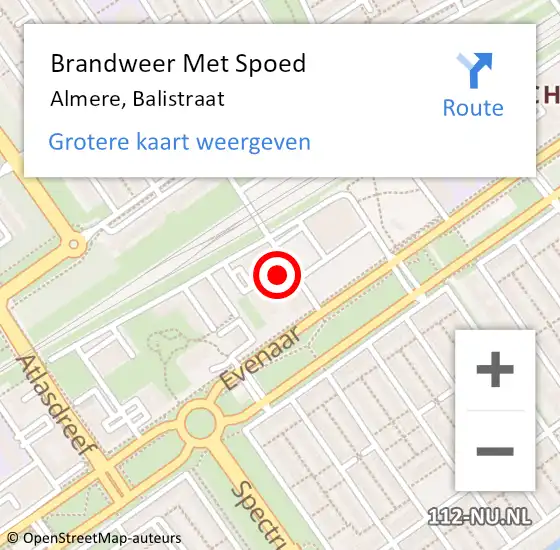 Locatie op kaart van de 112 melding: Brandweer Met Spoed Naar Almere, Balistraat op 1 januari 2024 00:00