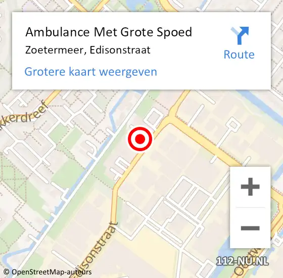 Locatie op kaart van de 112 melding: Ambulance Met Grote Spoed Naar Zoetermeer, Edisonstraat op 1 januari 2024 00:07