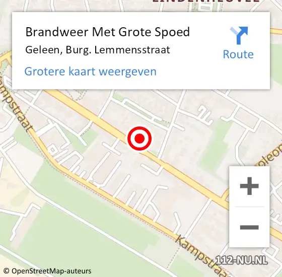Locatie op kaart van de 112 melding: Brandweer Met Grote Spoed Naar Geleen, Burg. Lemmensstraat op 1 januari 2024 00:14