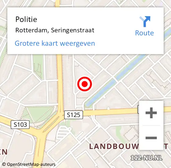 Locatie op kaart van de 112 melding: Politie Rotterdam, Seringenstraat op 1 januari 2024 00:16