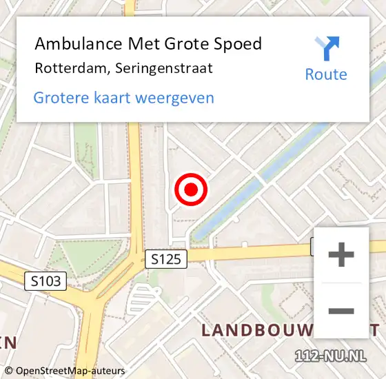 Locatie op kaart van de 112 melding: Ambulance Met Grote Spoed Naar Rotterdam, Seringenstraat op 1 januari 2024 00:16