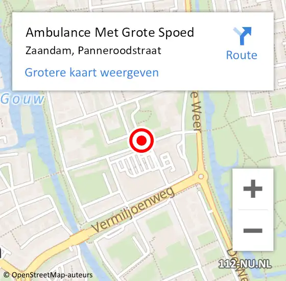 Locatie op kaart van de 112 melding: Ambulance Met Grote Spoed Naar Zaandam, Panneroodstraat op 1 januari 2024 00:18
