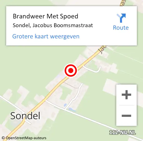Locatie op kaart van de 112 melding: Brandweer Met Spoed Naar Sondel, Jacobus Boomsmastraat op 1 januari 2024 00:22
