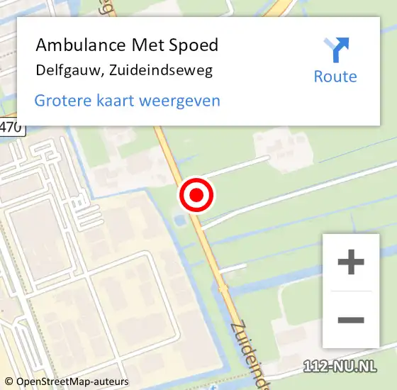 Locatie op kaart van de 112 melding: Ambulance Met Spoed Naar Delfgauw, Zuideindseweg op 1 januari 2024 00:23