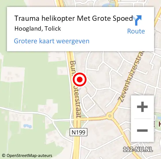 Locatie op kaart van de 112 melding: Trauma helikopter Met Grote Spoed Naar Hoogland, Tolick op 1 januari 2024 00:23