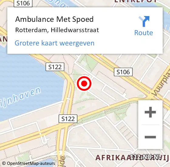 Locatie op kaart van de 112 melding: Ambulance Met Spoed Naar Rotterdam, Hilledwarsstraat op 1 januari 2024 00:26